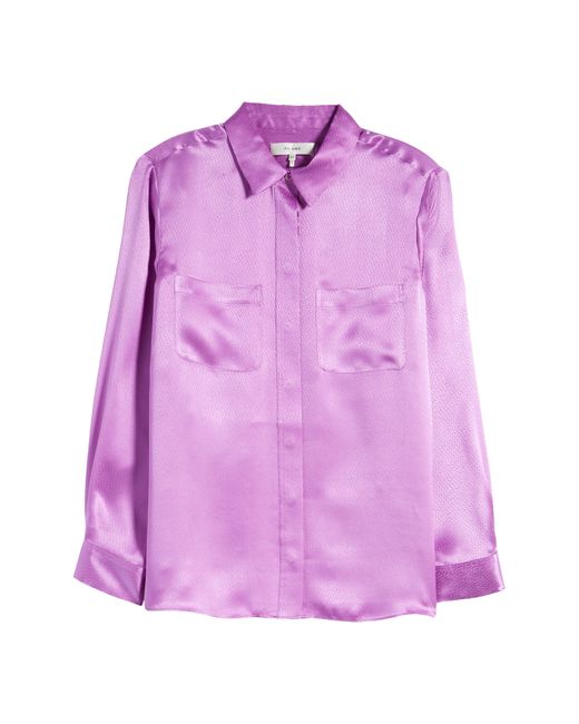 FRAME Purple Pocket Silk Button-up Shirt