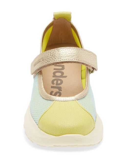 Wonders Yellow Mesh & Leather Flat
