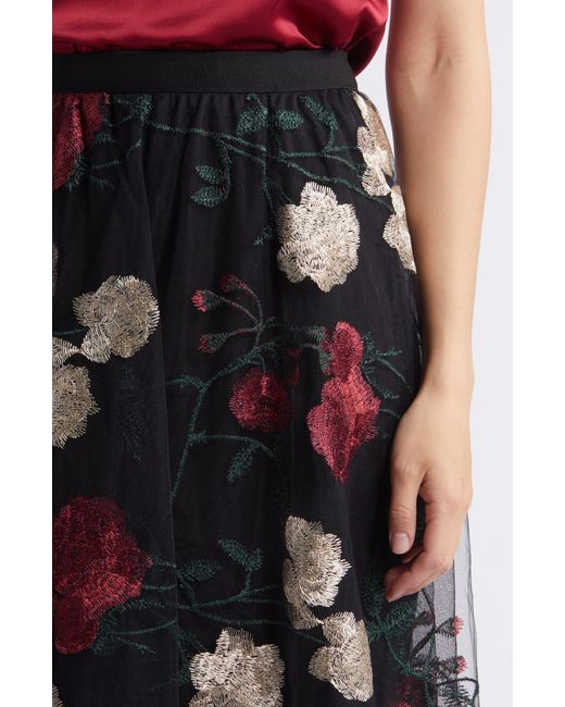 NIKKI LUND Black Virginia Floral Midi Skirt