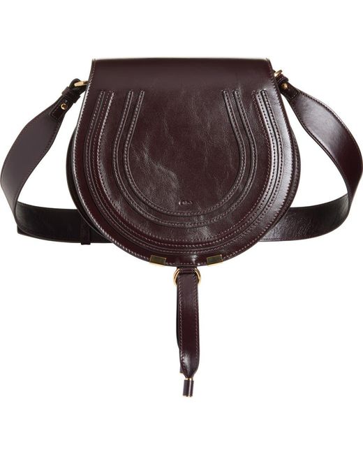 Chloé Brown Medium Marcie Shiny Leather Crossbody Bag