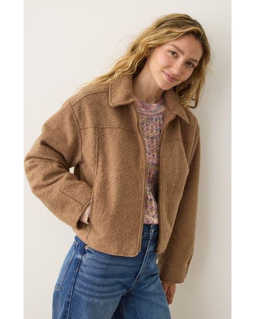 Marine Layer Blue Bouclé Crop Jacket