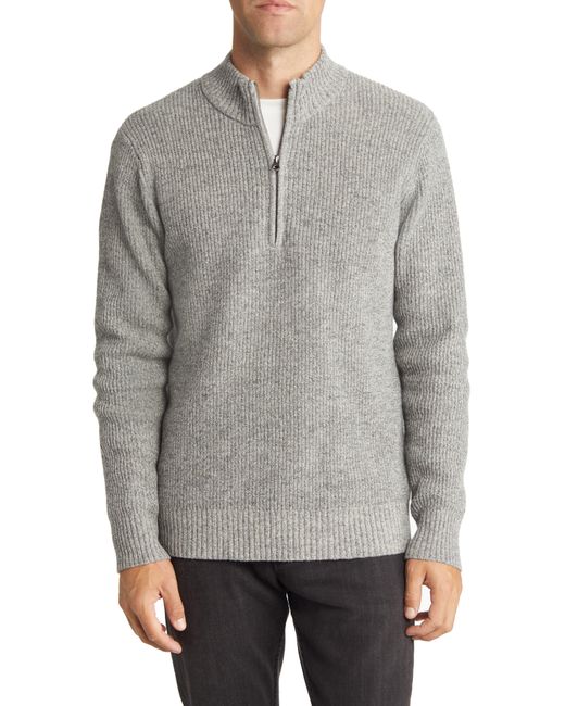Schott Nyc Half Zip Rib Wool Blend Sweater in Gray for Men | Lyst