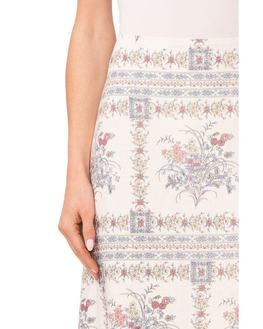 Cece Multicolor Floral A-line Linen Blend Maxi Skirt