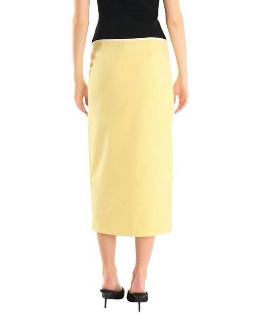 Endless Rose Yellow Front Slit Linen Blend Midi Skirt