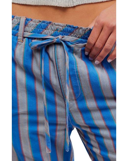 Free People Blue Marielle Stripe Cotton Drawstring Pants