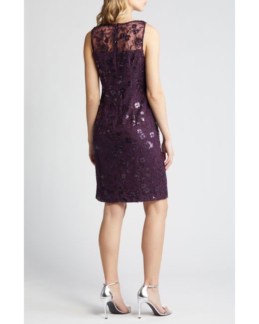 Alex Evenings Purple Sequin Lace Sheath Dress & Chiffon Jacket