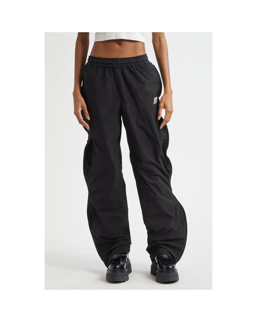 Alexander Wang Black Ruched Wide Leg Track Pants