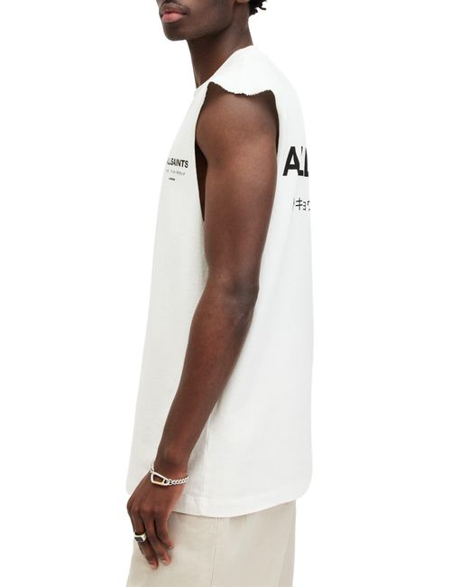 AllSaints White Underground Crewneck Sleeveless T-shirt for men