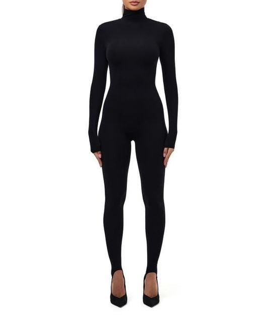 Naked Wardrobe Black Long Sleeve Stirrup Jumpsuit