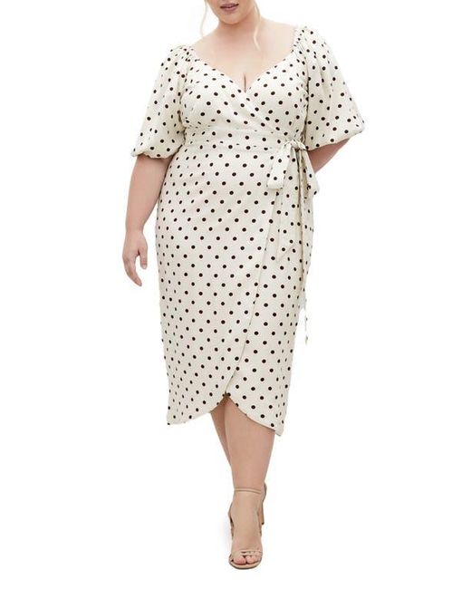 City Chic White Claudine Faux Wrap Chiffon Midi Dress