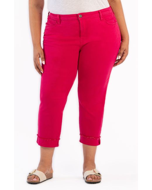 Kut From The Kloth Pink Amy Frayed Crop Slim Straight Leg Jeans