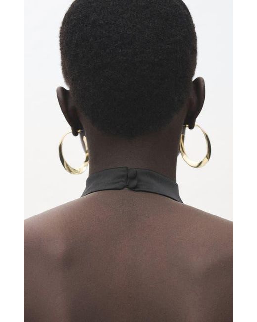 Mango Black Drape Halter Neck Satin Top