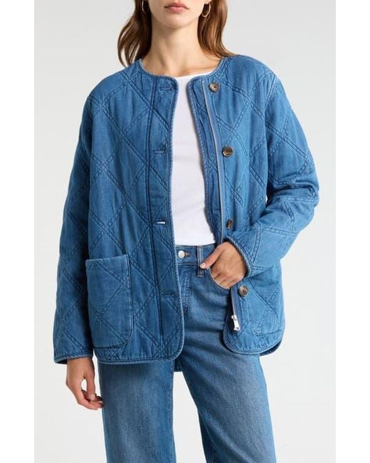 Caslon Blue Chambray Quilted Jacket