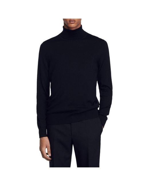 Sandro Blue Turtleneck Wool Sweater for men