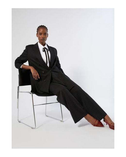 Marina Rinaldi Black Michela Pinstripe Stretch Jersey Pants