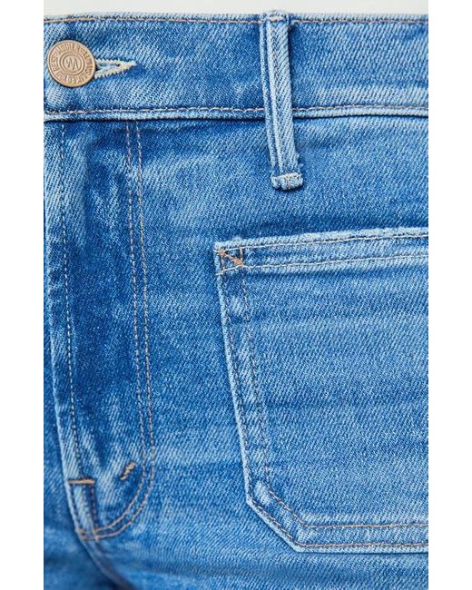 Mother Blue The Maven Patch Pocket Ankle Wide Leg Jeans