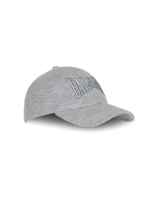 Balmain Gray Embroidered Jersey Cap for men