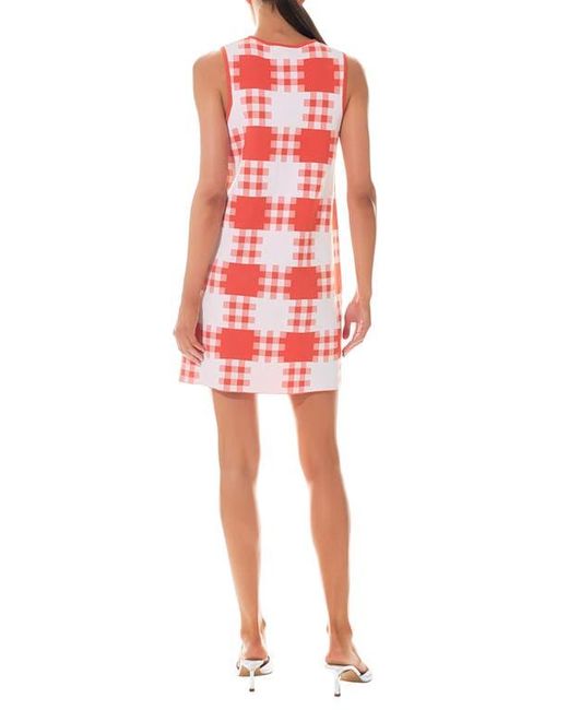Grey Lab Red Gingham Check Mini Sweater Dress
