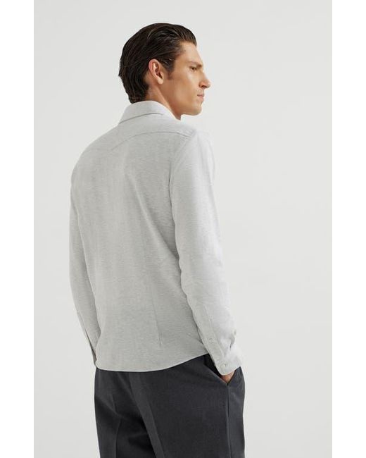 Brunello Cucinelli White Piqué Shirt for men