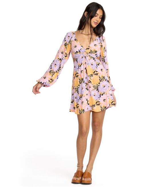 Billabong Red Last Call Cutout Long Sleeve Minidress