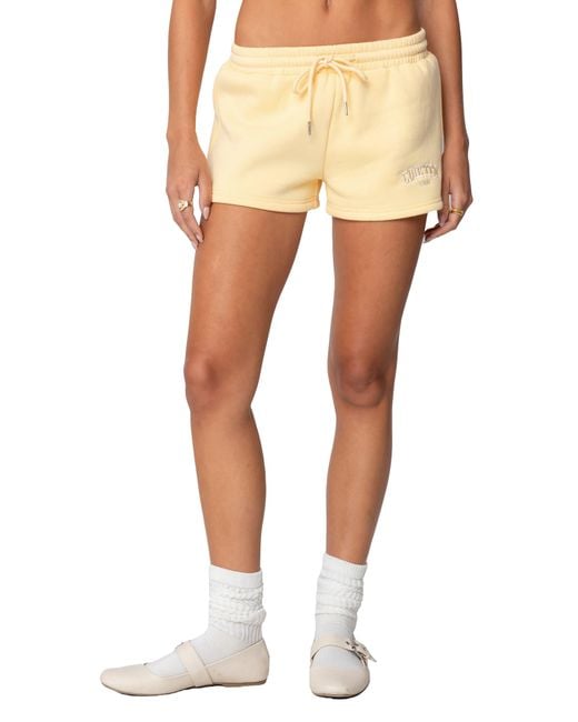 Edikted Natural Drawstring Cotton Blend Shorts