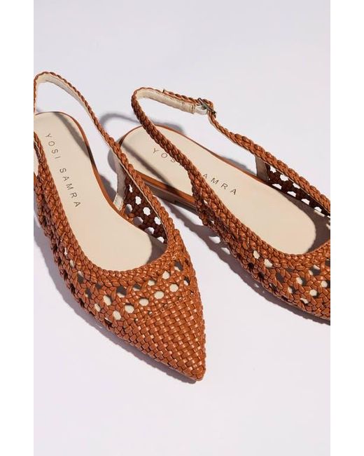 Yosi Samra Natural Vera Slingback Pointed Cap Toe Flat