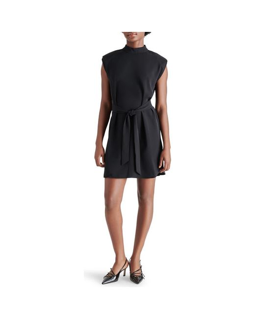 Steve Madden Black Adelie Sleeveless Mock Neck Dress