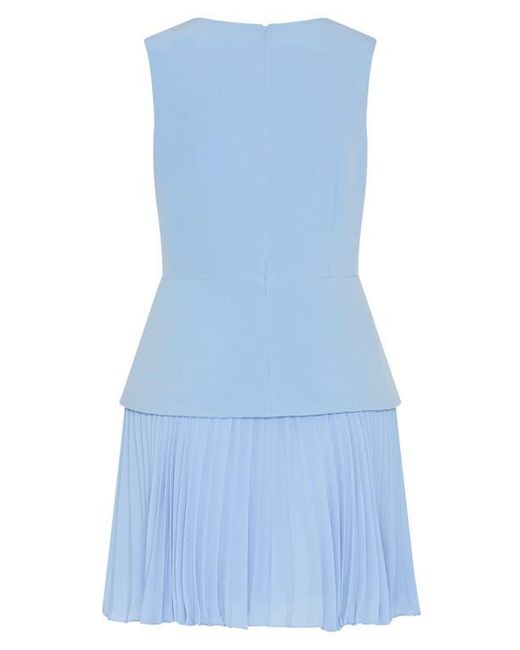 MILLY Blue Haddy Sleeveless Pleated Minidress
