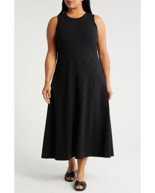 Nordstrom Black Sleeveless Cotton Knit Dress