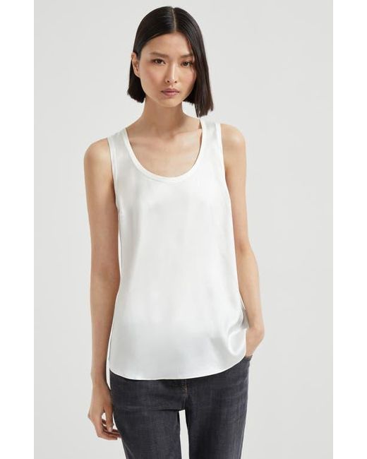 Brunello Cucinelli White Satin Top
