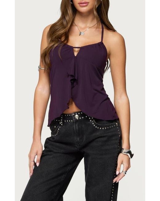 Edikted Blue Lorenna Split Front Halter Top