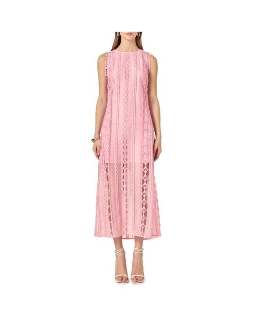 Endless Rose Women's Pink Lace Overlay Midi Dress