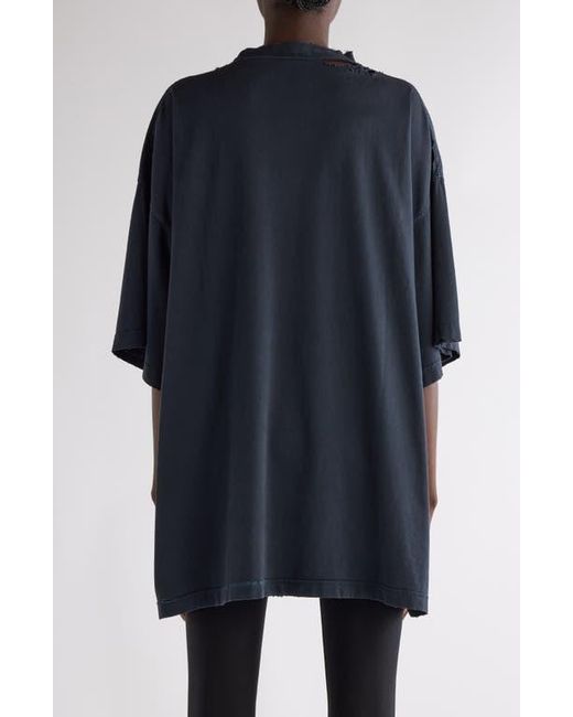 Balenciaga Black Fashion Designer Distressed Oversize Graphic T-Shirt