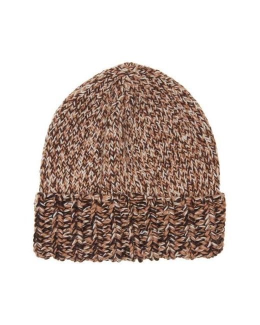 Moncler Brown Logo Patch Rib Wool Beanie