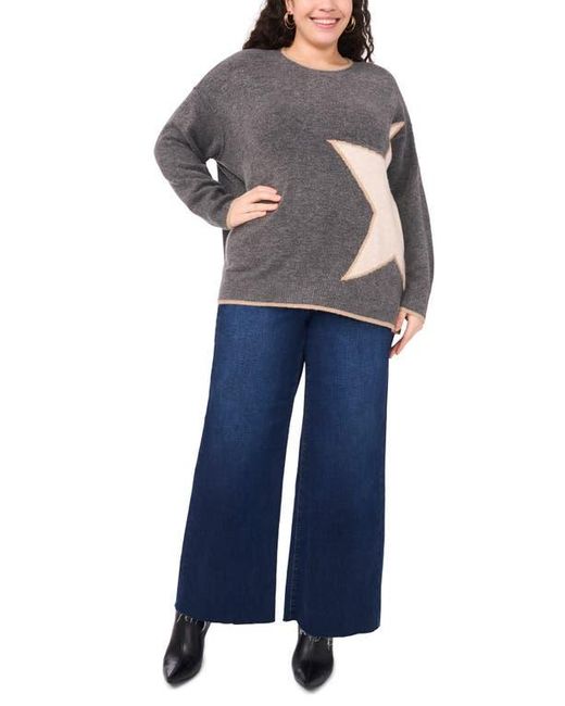 Vince Camuto Gray Star Detail Crewneck Sweater