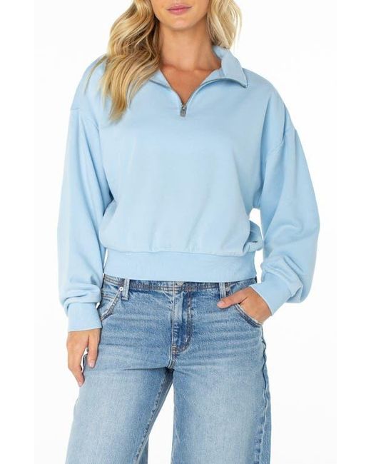 Roxy Blue Half Moon Cotton Blend Quarter Zip Pullover