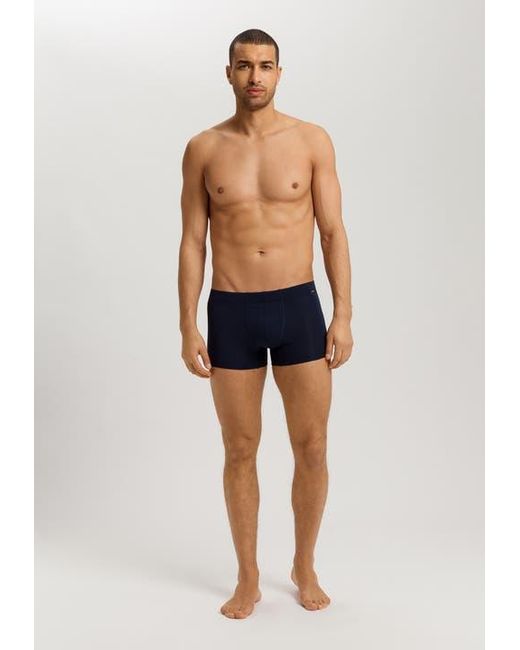 Hanro Blue Cotton Essentials 2-Pack Cotton Boxer Briefs With Covered Waistband for men