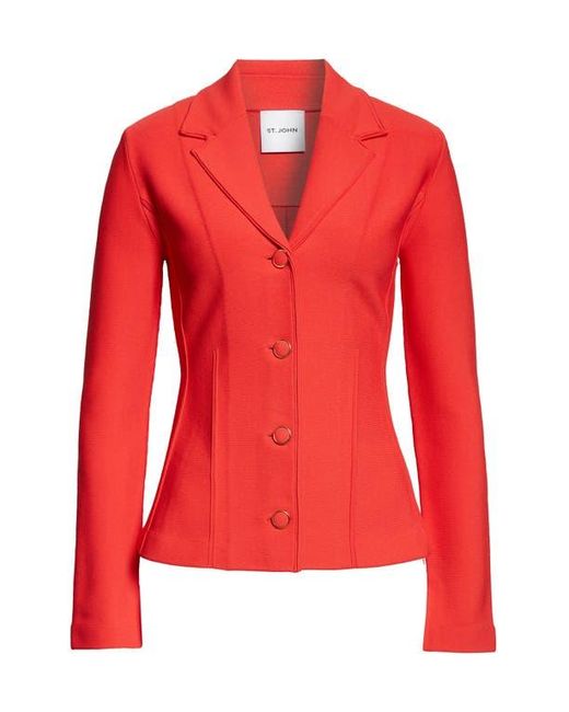 St. John Red Adele Valley Fitted Sweater Jacket