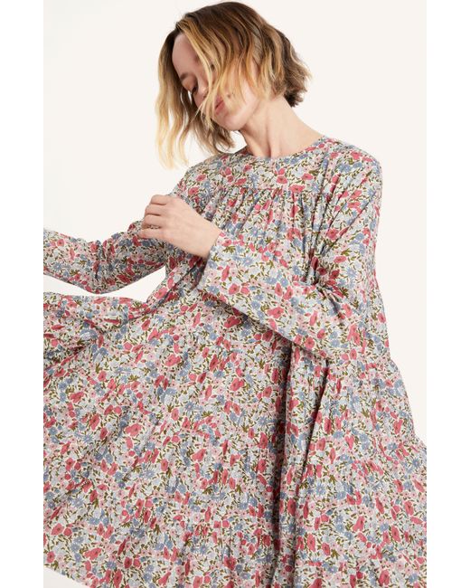 Merlette Multicolor X Liberty London Soliman Floral Print Long Sleeve Tiered Dress