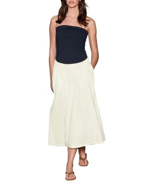 Next Women's Blue 2-Tone Jersey & Woven Mix Strapless Maxi Dress