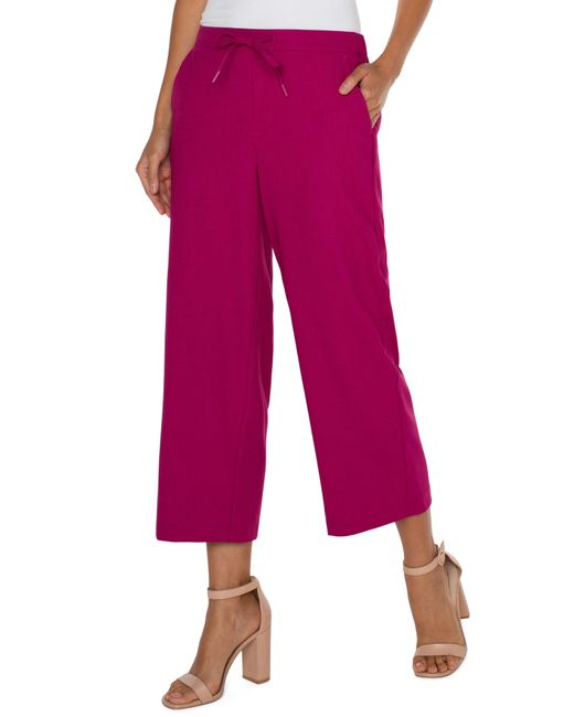 Liverpool Los Angeles Red Pull-on Wide Leg Crop Pants