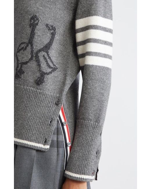 Thom Browne Gray Geese Intarsia Boxy Virgin Wool Crewneck Sweater