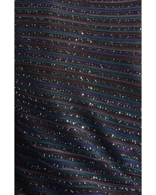 Missoni Blue Stripe Bateau Neck Metallic Knit Dress