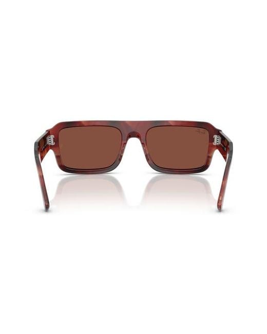 Ray-Ban Brown 56Mm Rectangular Sunglasses for men