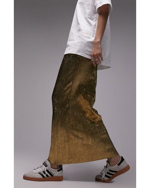 TOPSHOP Textured Metallic Maxi Skirt