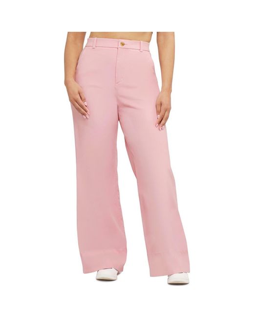 Spanx Pink Spanxsupersmooth Stretch Twill Wide Leg Pant