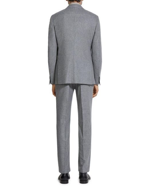 Zegna Blue 15Milmil15 Brushed Mini Houndstooth Wool Blend Suit for men