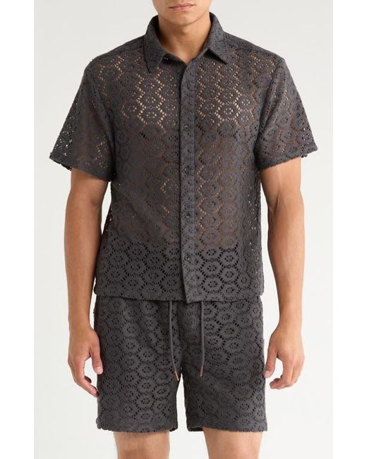 Honor The Gift Black Open Stitch Short Sleeve Button-Up Shirt for men