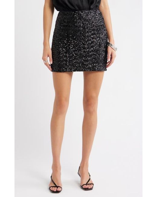 Open Edit Black Sequin Miniskirt