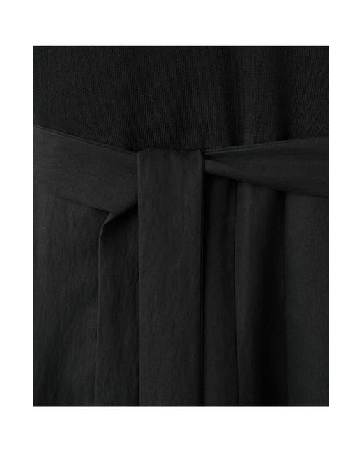 Mango Black Mixed Media Pleated Midi Dress